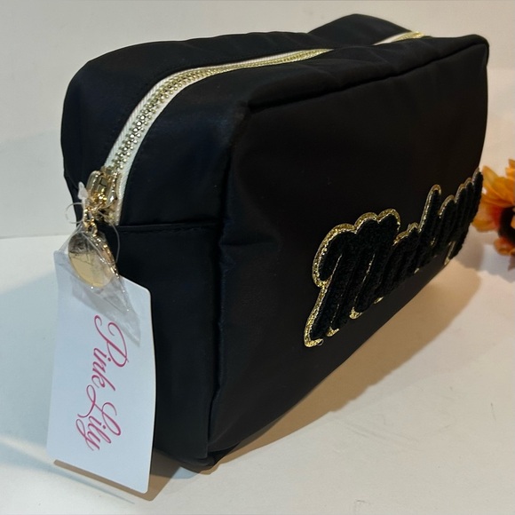 Pink Lily Black Large Makeup Bag NWT - Picture 2 of 6